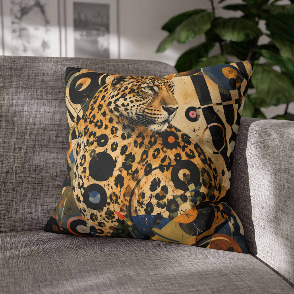 Leopard Art Decorative Pillowcase — Retro Abstract Wildlife Throw Pillow Cover
