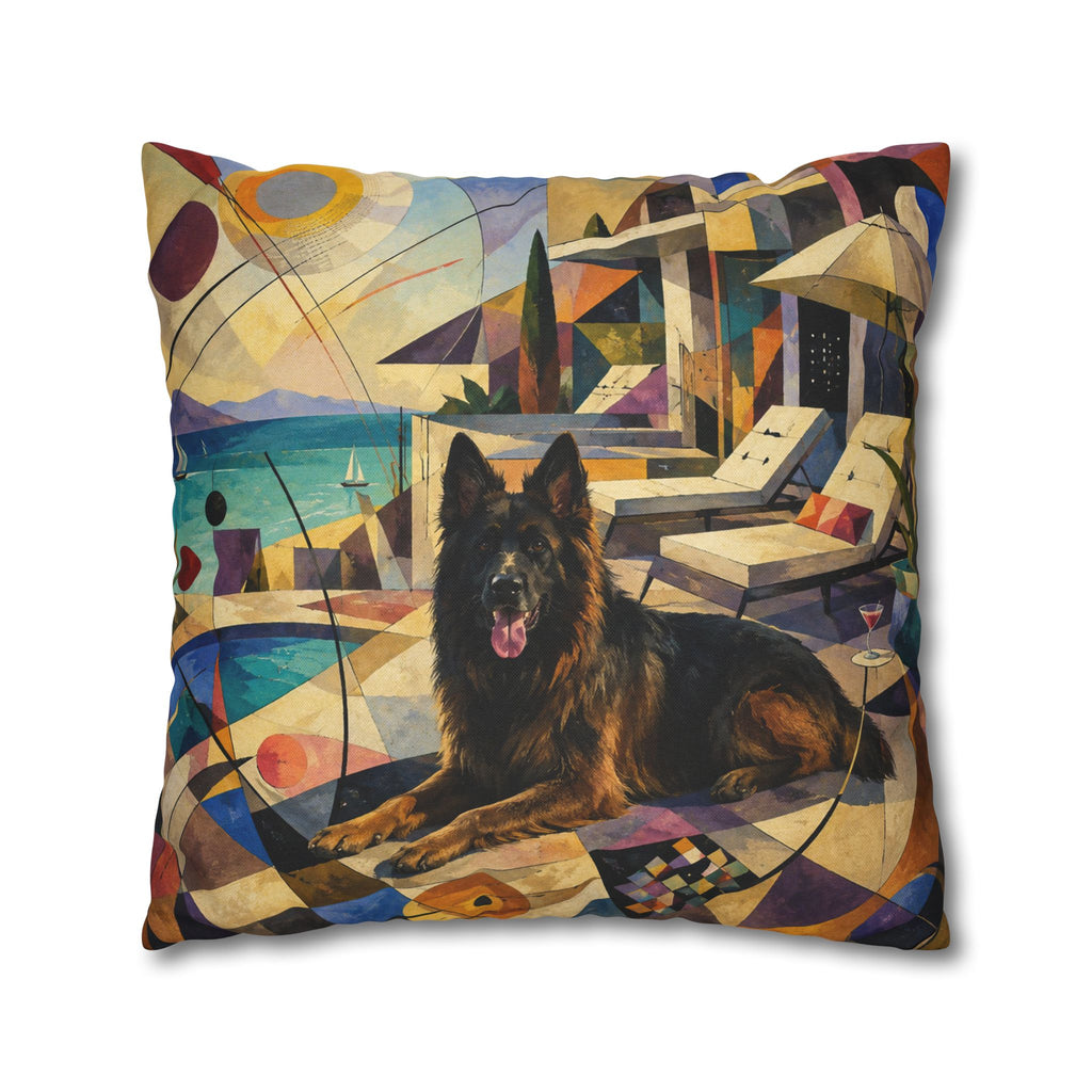 Pop Art German Shepherd Pillowcase — Vibrant Neon Dog Throw Pillow Cover
