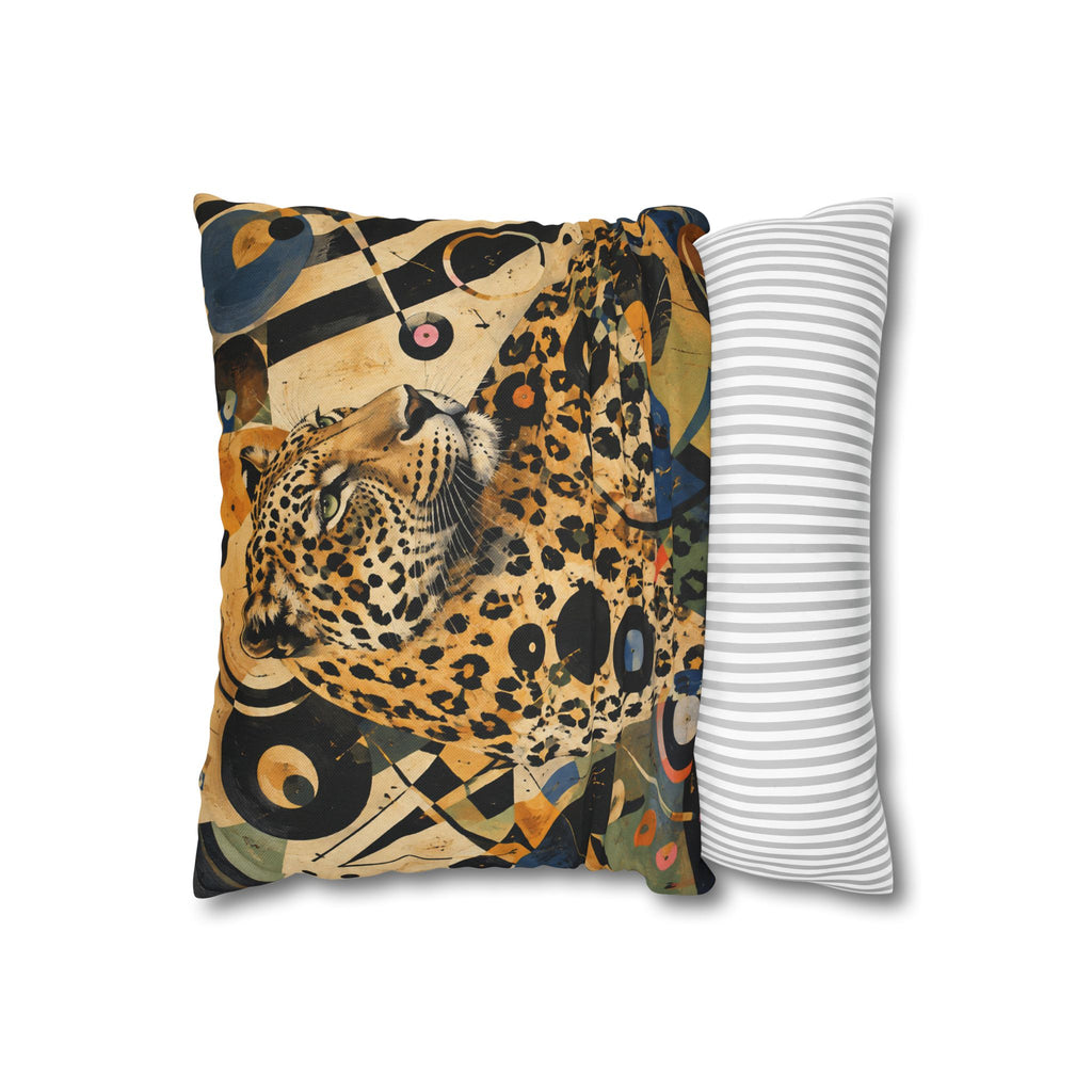 Leopard Art Decorative Pillowcase — Retro Abstract Wildlife Throw Pillow Cover