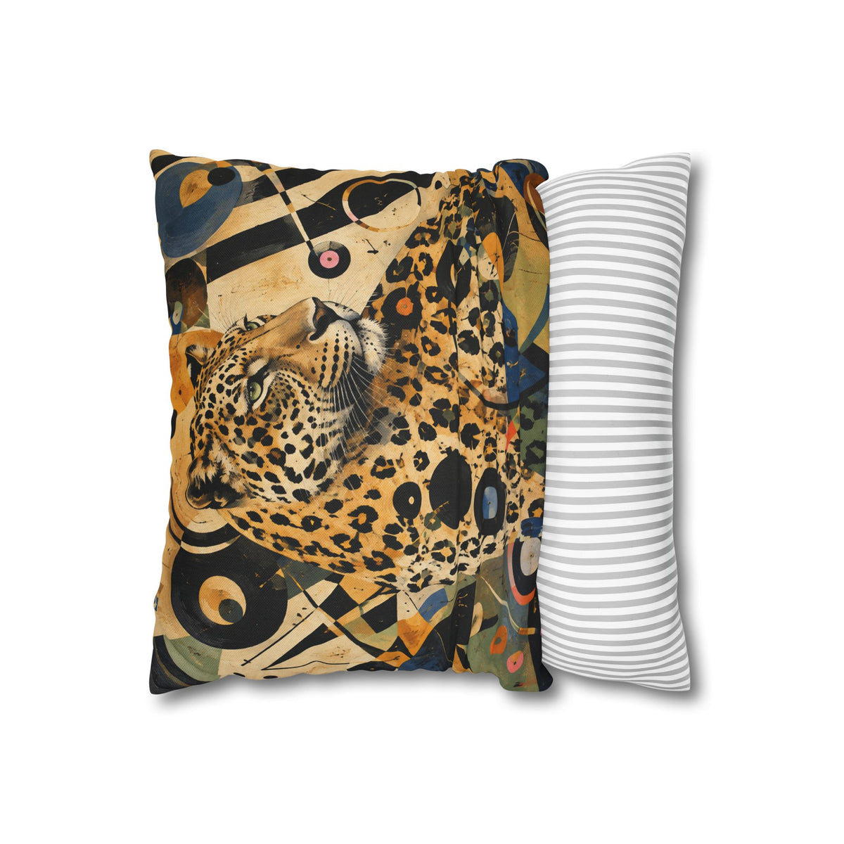 Leopard Art Decorative Pillowcase — Retro Abstract Wildlife Throw Pillow Cover