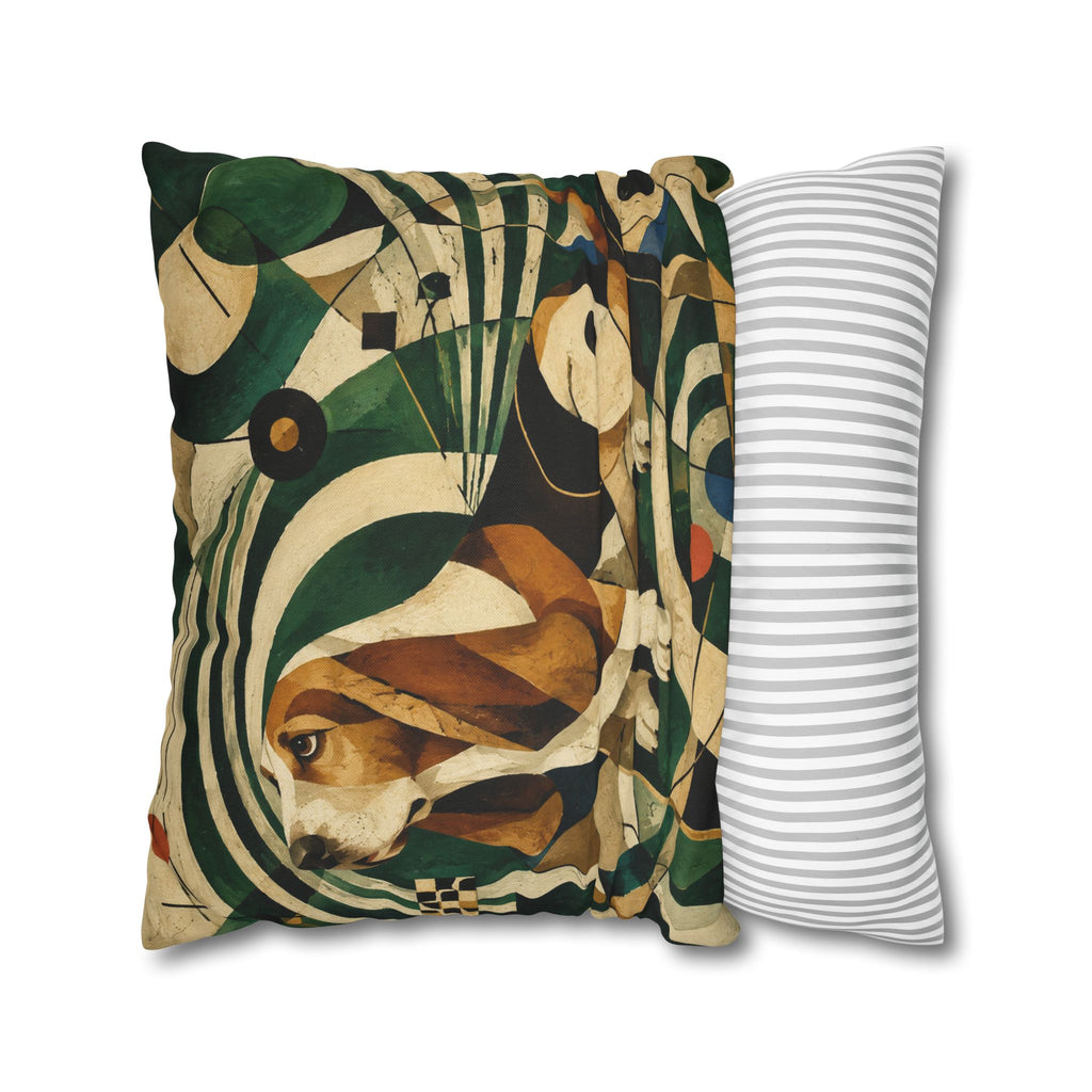 Abstract Basset Hound Decorative Pillowcase — Modern Geometric Dog Art Cushion Cover