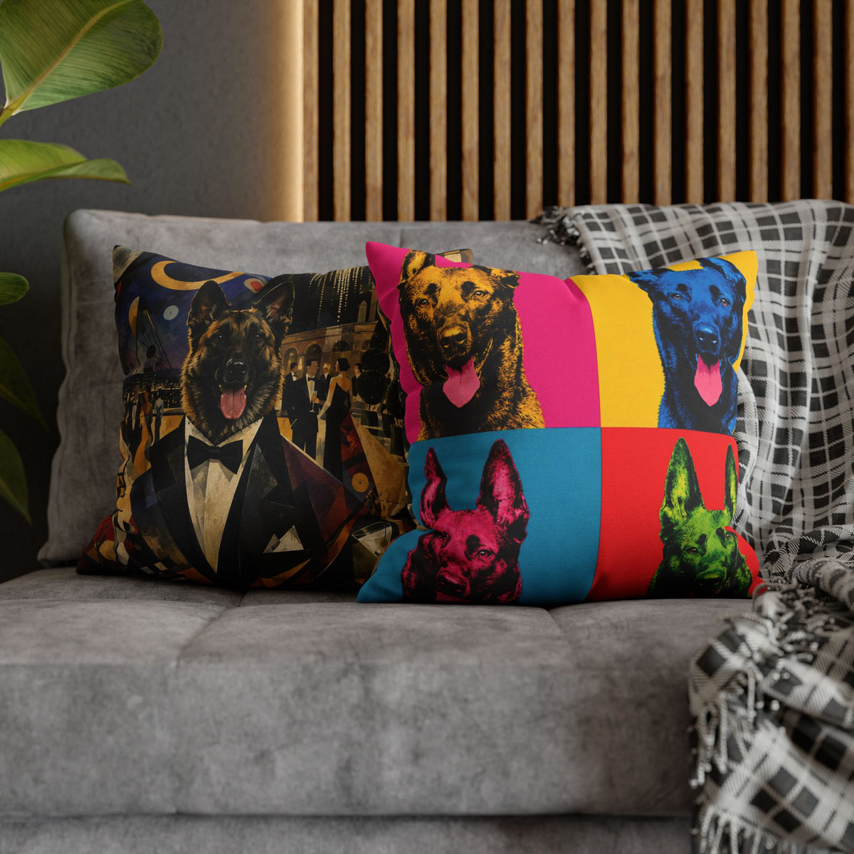 Pop Art Dog Pillowcase — Colorful German Shepherd Throw Pillow Cover