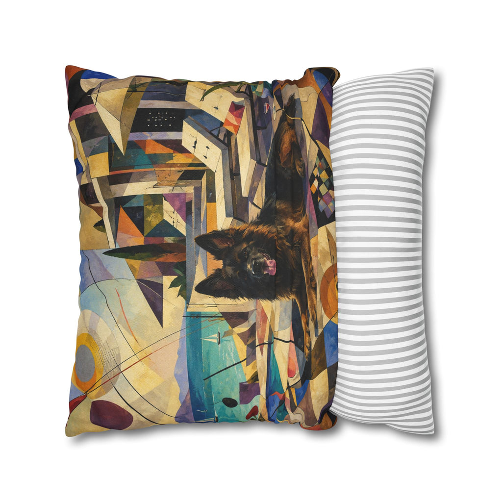 Pop Art German Shepherd Pillowcase — Vibrant Neon Dog Throw Pillow Cover