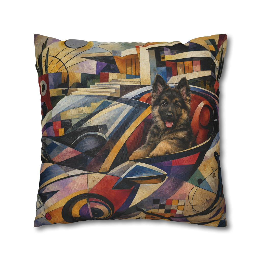 Pop Art German Shepherd Pillowcase — Bold Neon Dog Throw Pillow Cover