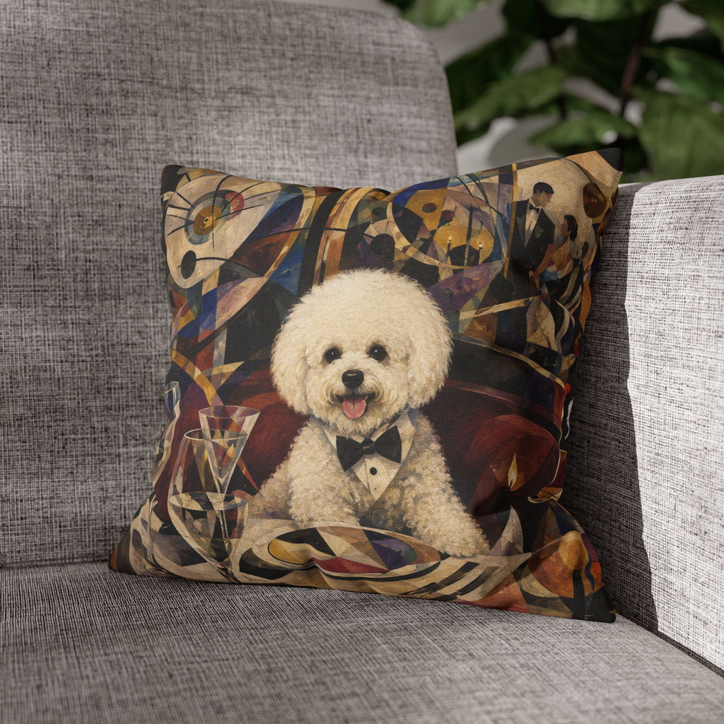 Bichon Frise Dinner Party Decorative Pillowcase