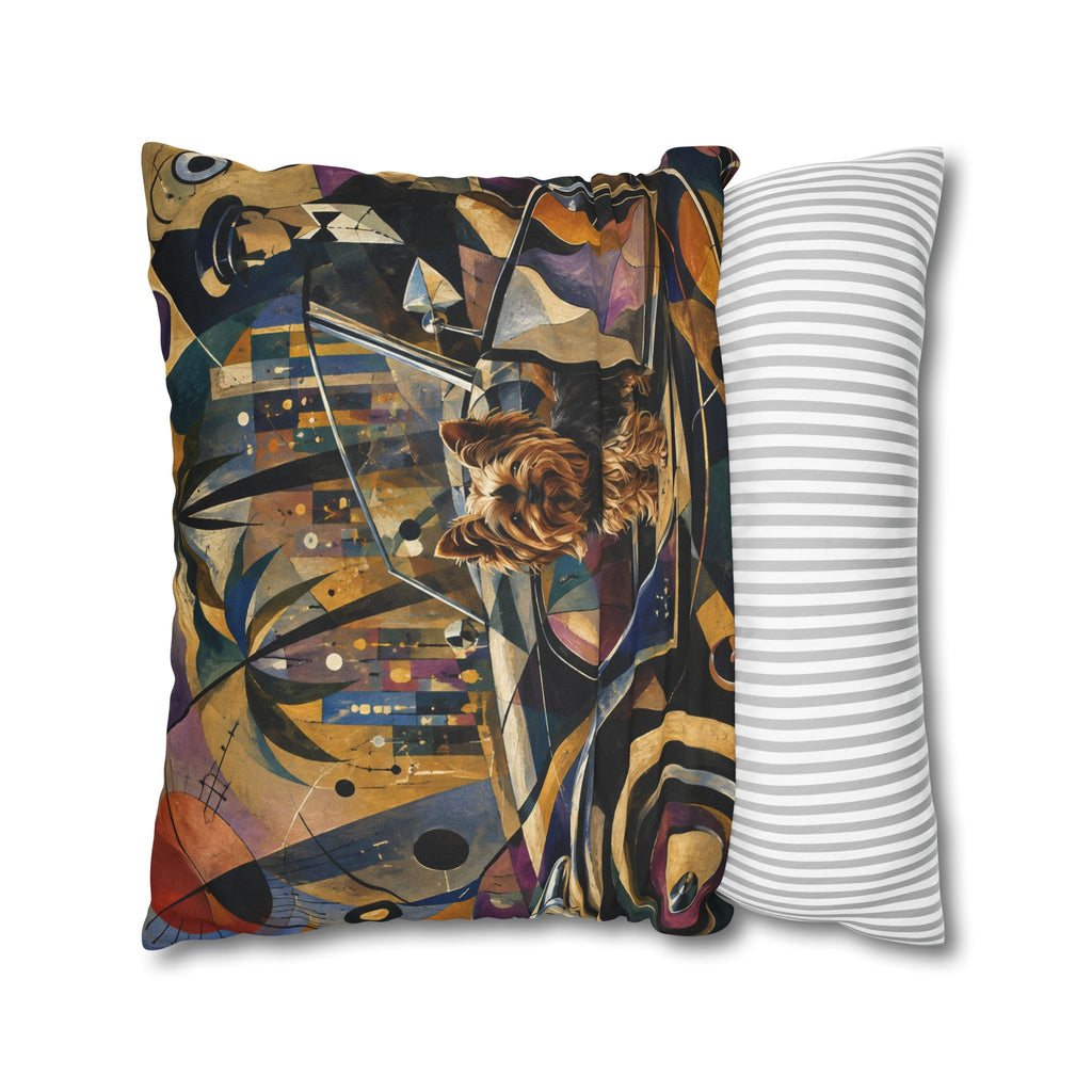 Pop Art Yorkie Throw Pillowcase — Colorful Yorkshire Terrier Accent Pillow