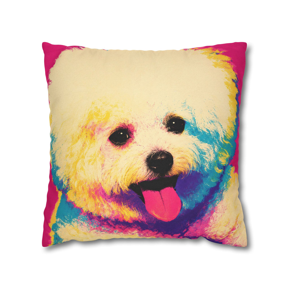 Colorful Pop Art Bichon Pillowcase - Vibrant Dog Accent Pillow