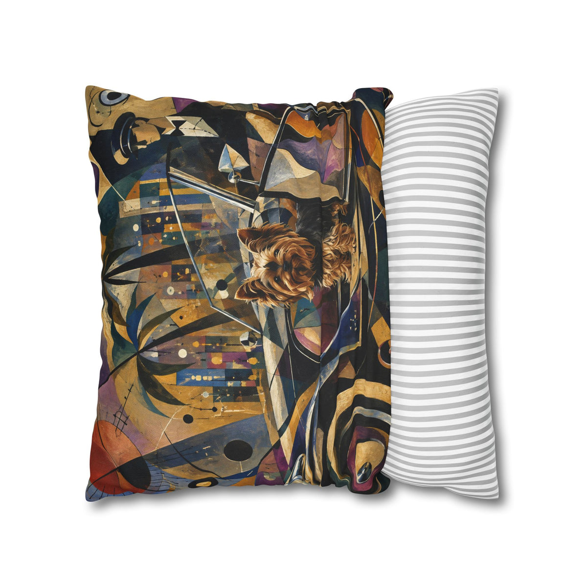 Pop Art Yorkie Throw Pillowcase — Colorful Yorkshire Terrier Accent Pillow