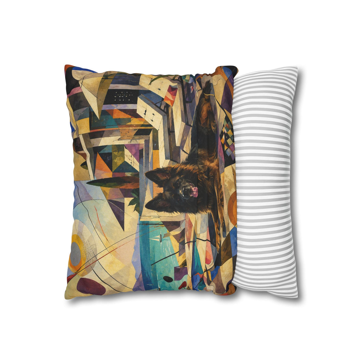 Pop Art German Shepherd Pillowcase — Vibrant Neon Dog Throw Pillow Cover