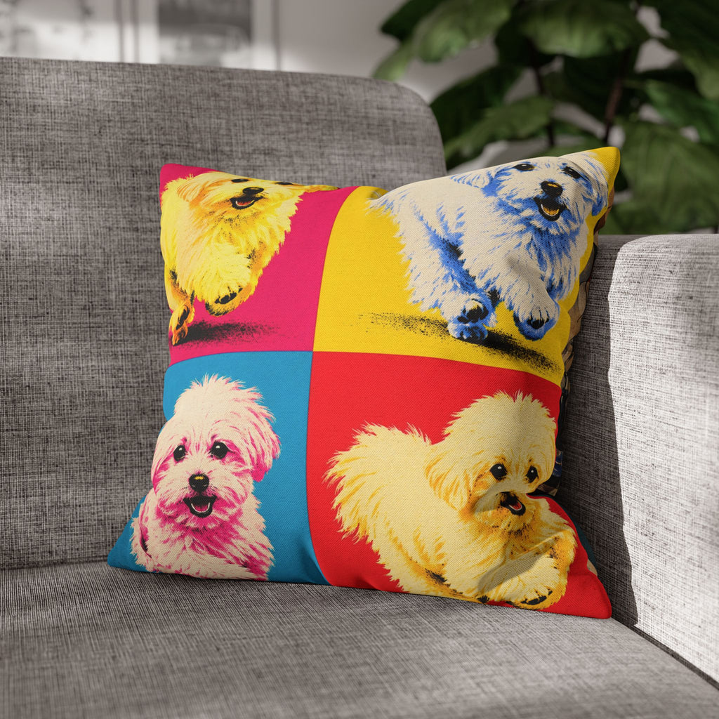 Pop Art Maltese Dog Pillow — Colorful Square Throw Pillowcase