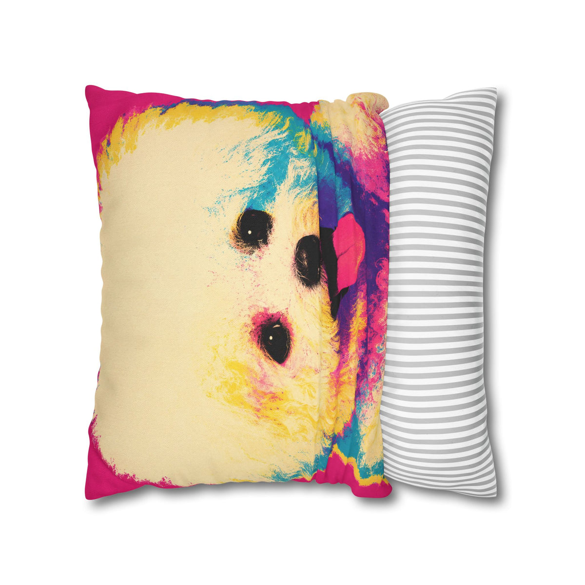 Colorful Pop Art Bichon Pillowcase - Vibrant Dog Accent Pillow