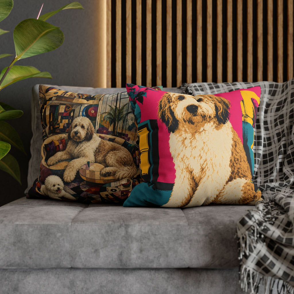 Pop Art Dog Pillowcase - Colorful Doodle Dog Decorative Throw Pillow Cover