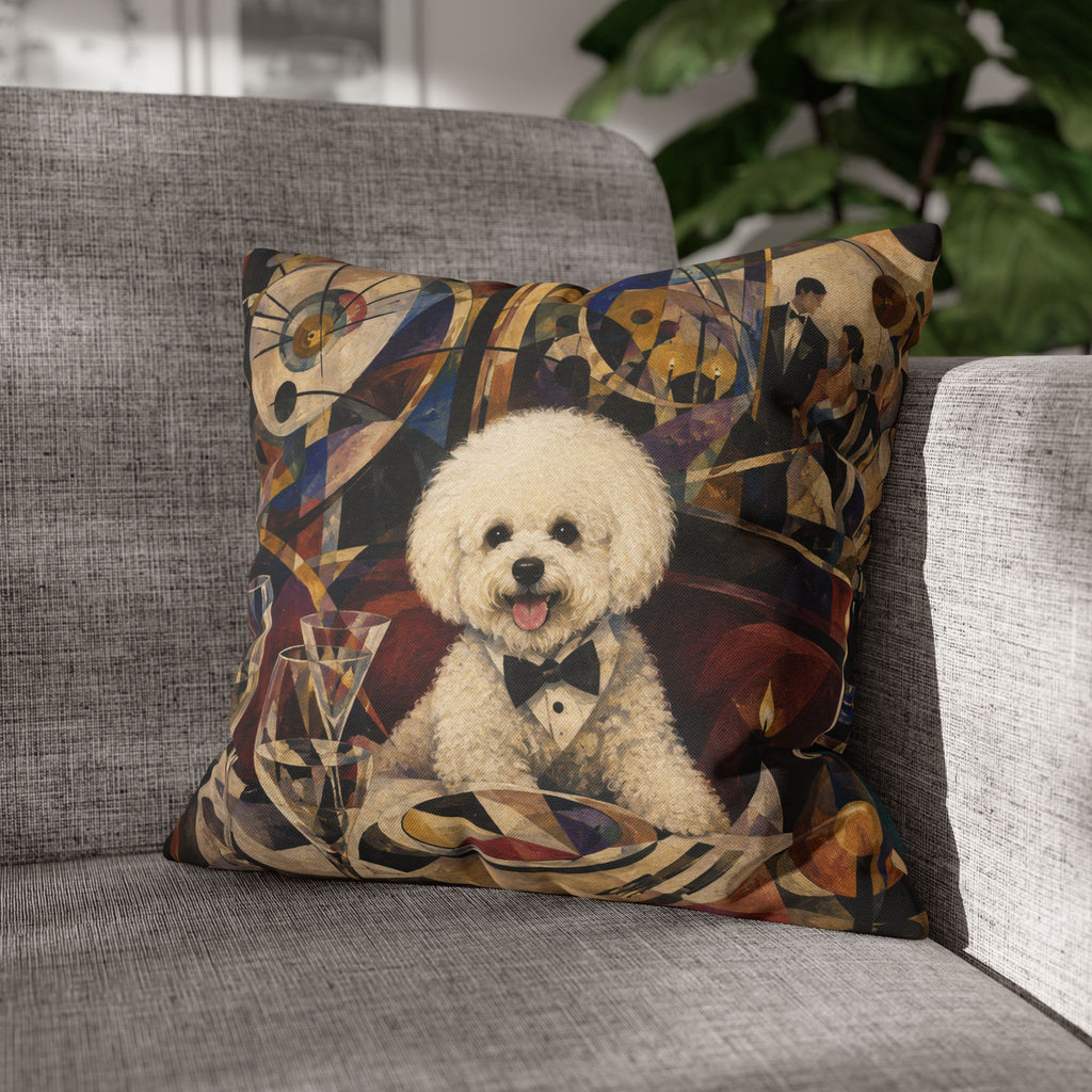 Bichon Frise Art Pillowcase - Retro Cocktail Party Decorative Throw Pillow Cover