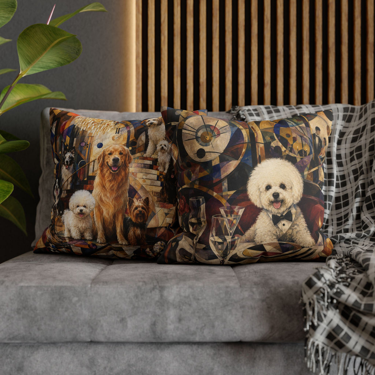 Bichon Frise Dinner Party Decorative Pillowcase