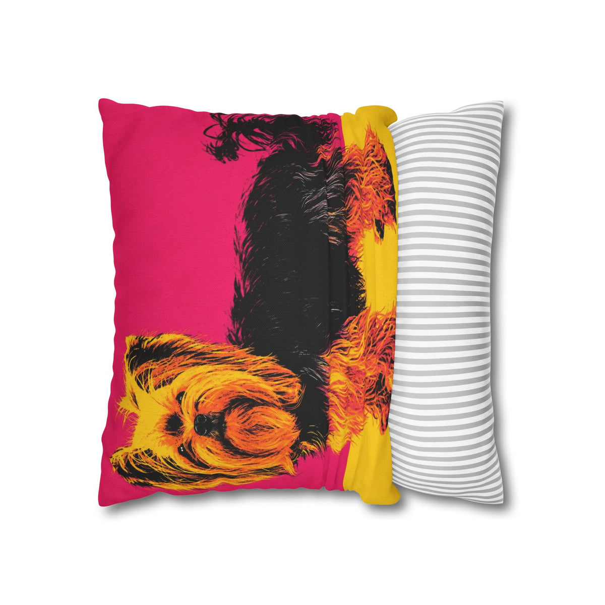 Pop Art Yorkie Throw Pillowcase — Colorful Yorkshire Terrier Accent Pillow