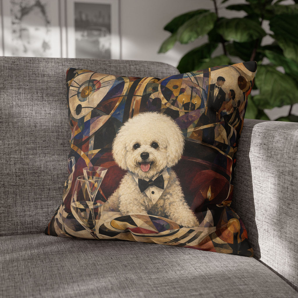 Bichon Frise Dinner Party Decorative Pillowcase