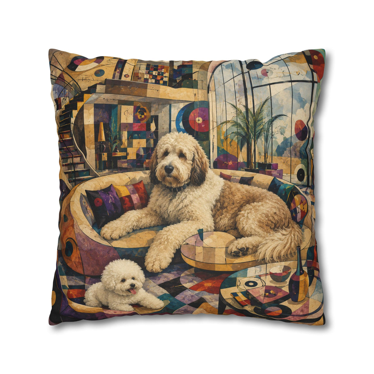 Pop Art Dog Pillowcase - Colorful Doodle Dog Decorative Throw Pillow Cover