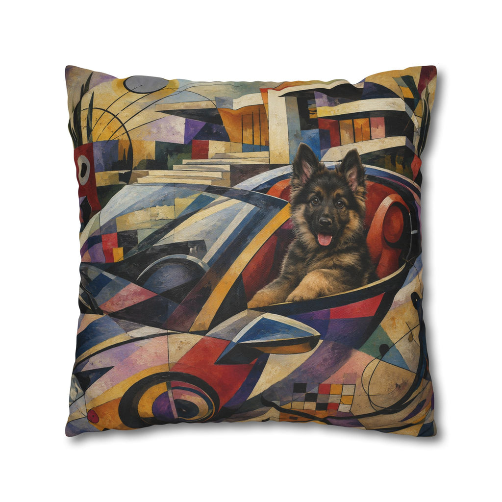 Pop Art German Shepherd Pillowcase — Bold Neon Dog Throw Pillow Cover