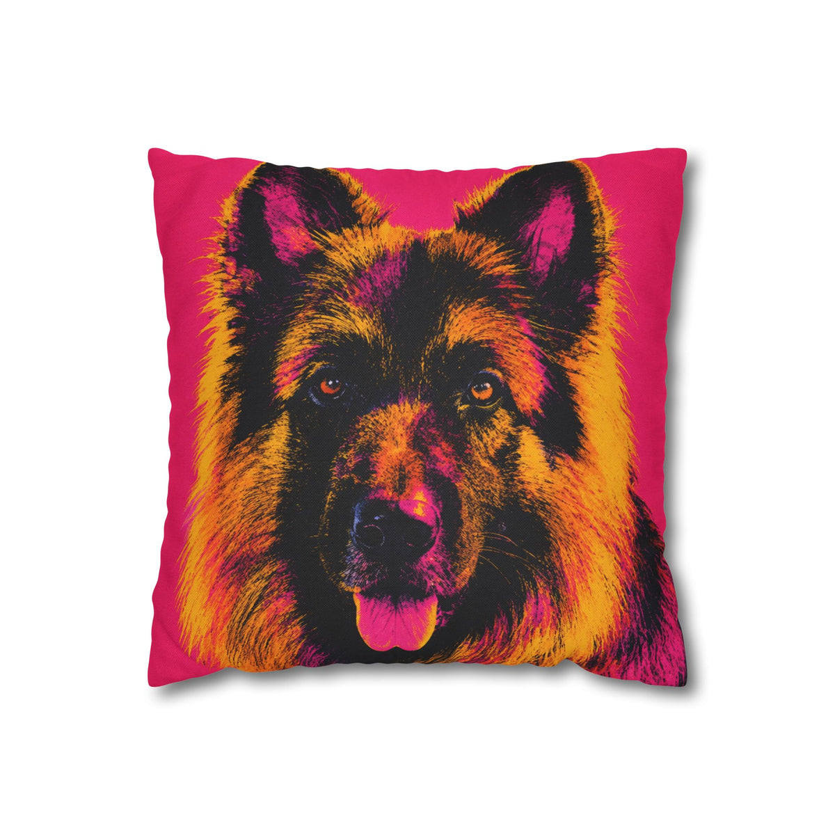 Pop Art German Shepherd Pillowcase — Bold Neon Dog Throw Pillow Cover