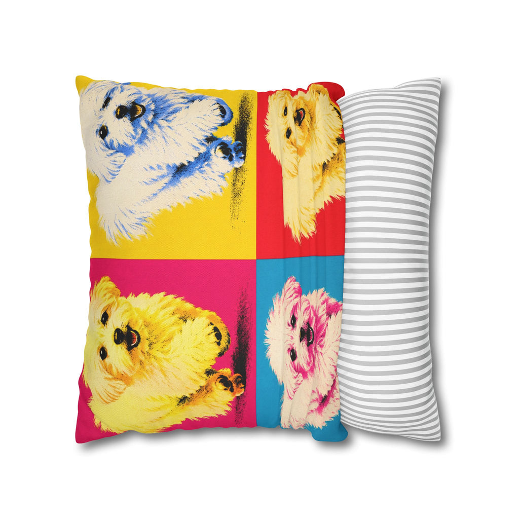 Pop Art Maltese Dog Pillow — Colorful Square Throw Pillowcase