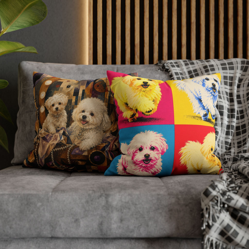 Pop Art Maltese Dog Pillow — Colorful Square Throw Pillowcase
