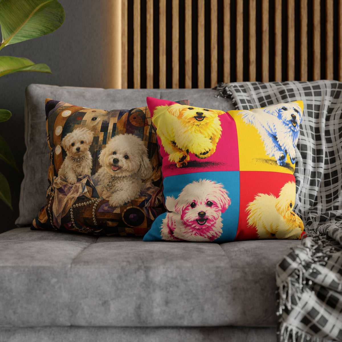 Pop Art Maltese Dog Pillow — Colorful Square Throw Pillowcase