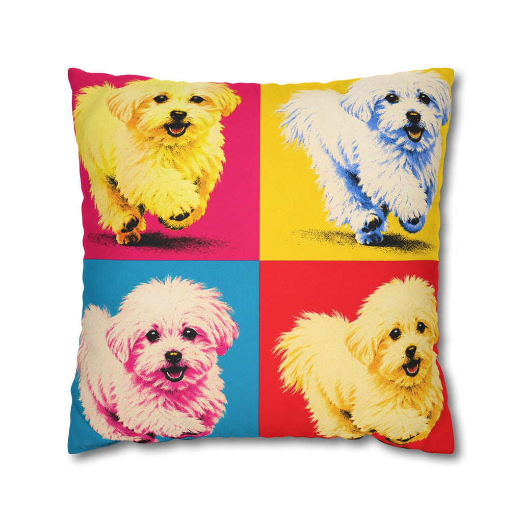 Pop Art Maltese Dog Pillow — Colorful Square Throw Pillowcase