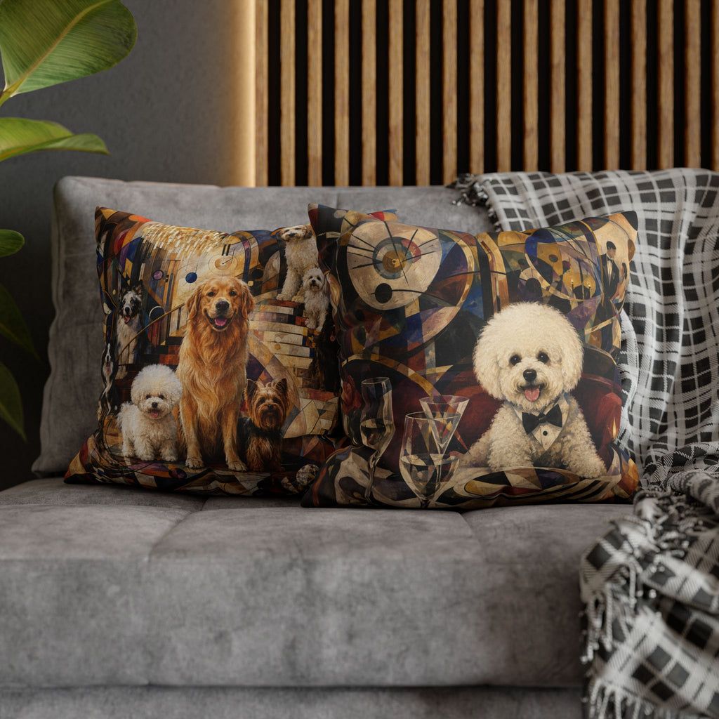 Bichon Frise Dinner Party Decorative Pillowcase