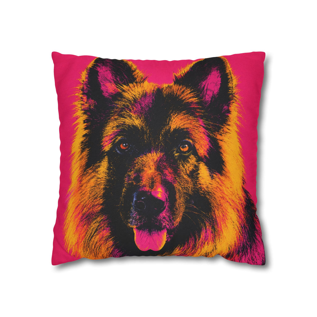 Pop Art German Shepherd Pillowcase — Vibrant Neon Dog Throw Pillow Cover