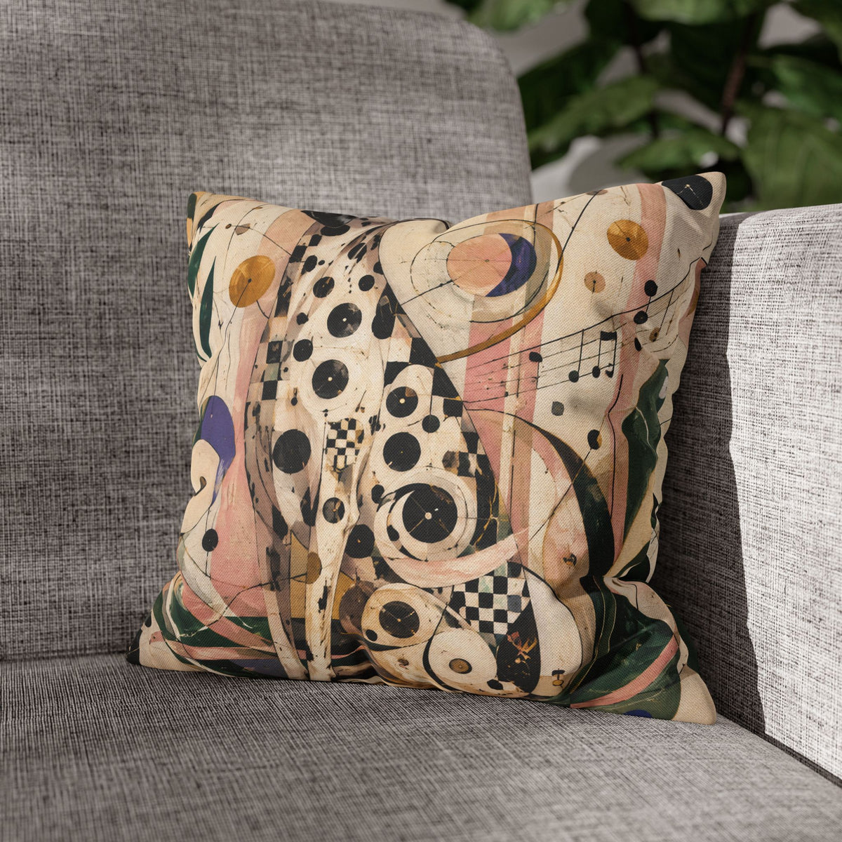 Abstract Musical Cat Decorative Pillowcase