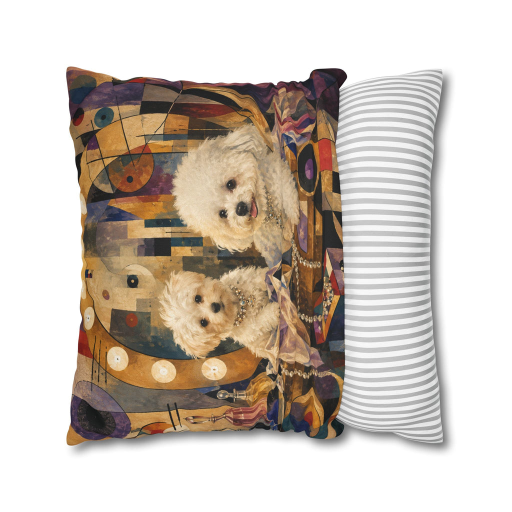 Bichon Frise Art Pillowcase - Retro Cocktail Party Decorative Throw Pillow Cover