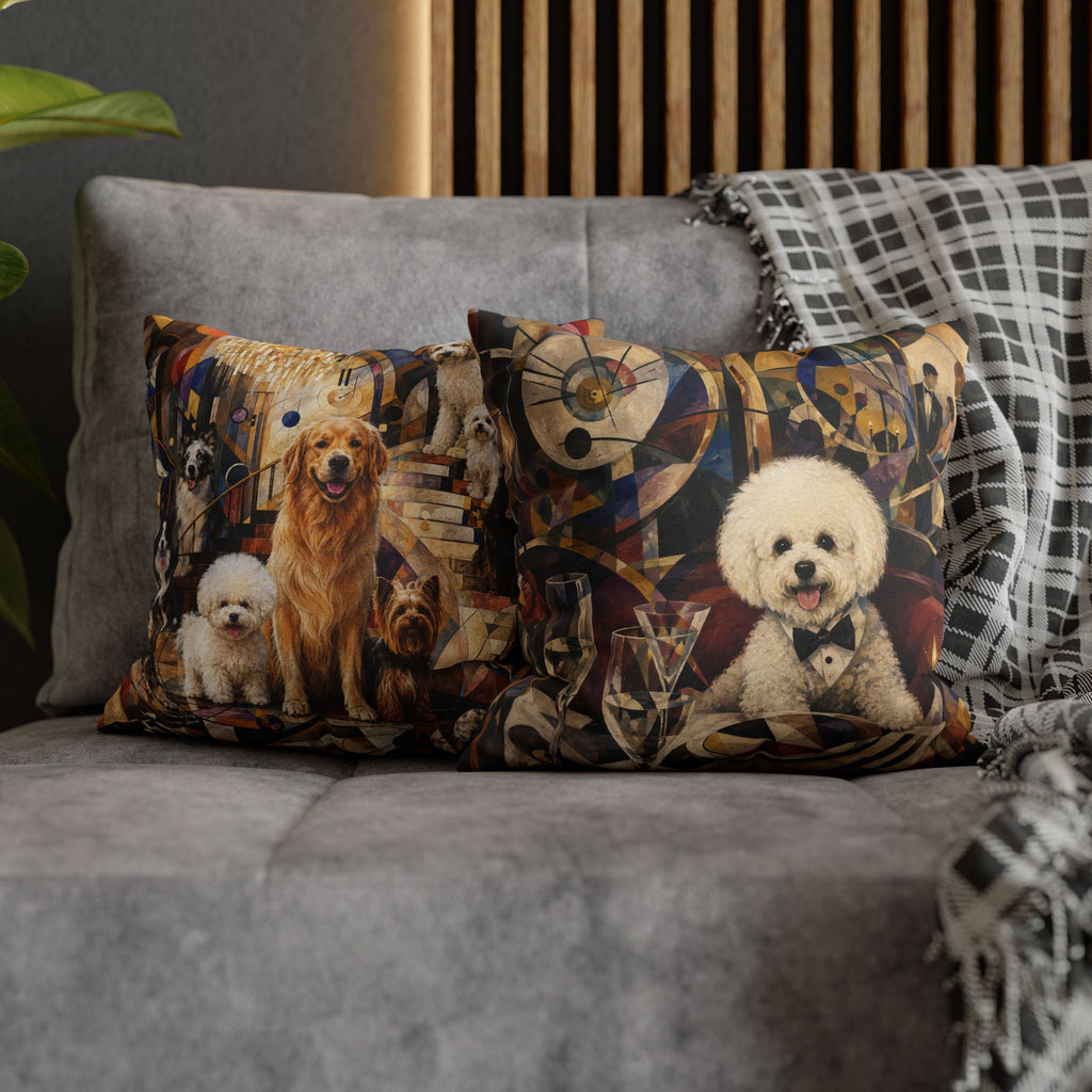 Bichon Frise Dinner Party Decorative Pillowcase