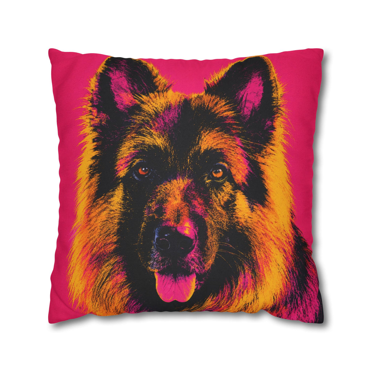Pop Art German Shepherd Pillowcase — Bold Neon Dog Throw Pillow Cover