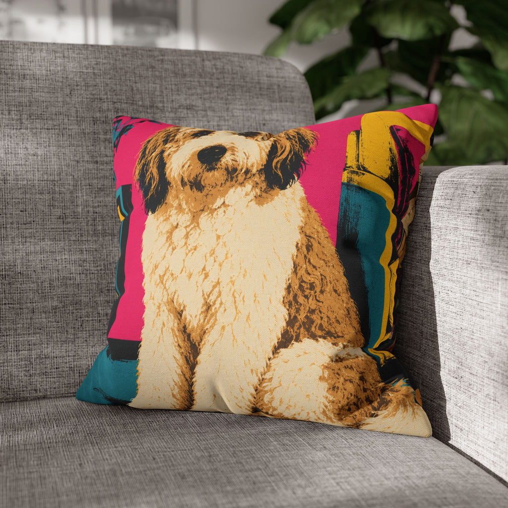 Pop Art Dog Pillowcase - Colorful Doodle Dog Decorative Throw Pillow Cover