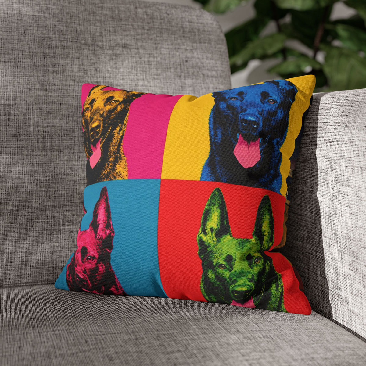 Pop Art Dog Pillowcase — Colorful German Shepherd Throw Pillow Cover