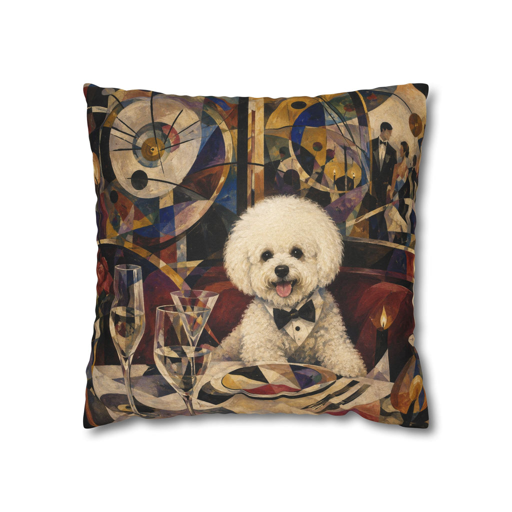 Bichon Frise Dinner Party Decorative Pillowcase