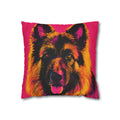 Pop Art German Shepherd Pillowcase — Vibrant Neon Dog Throw Pillow Cover