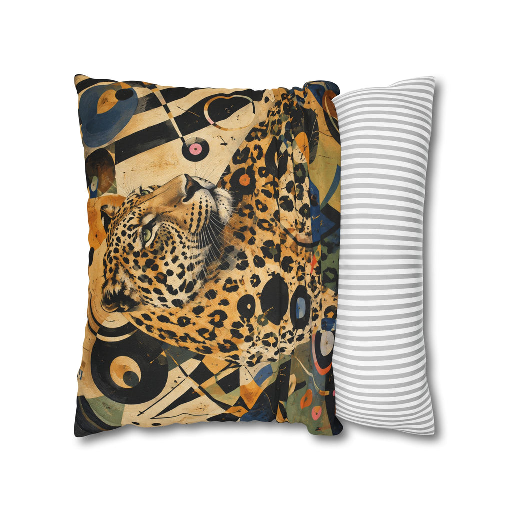 Leopard Art Decorative Pillowcase — Retro Abstract Wildlife Throw Pillow Cover