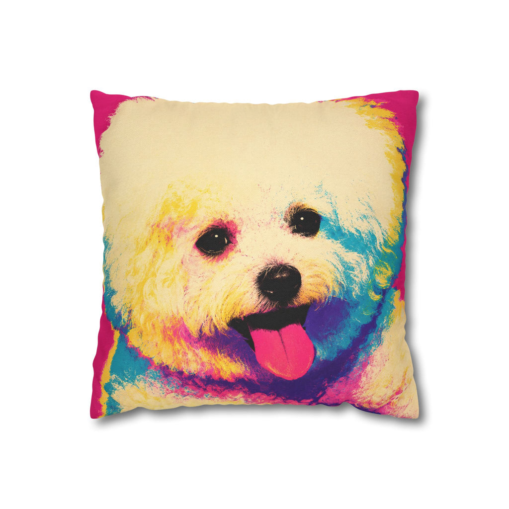 Colorful Pop Art Bichon Pillowcase - Vibrant Dog Accent Pillow