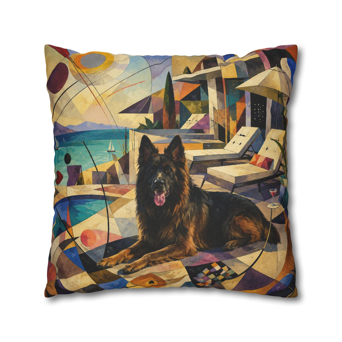 Pop Art German Shepherd Pillowcase — Vibrant Neon Dog Throw Pillow Cover