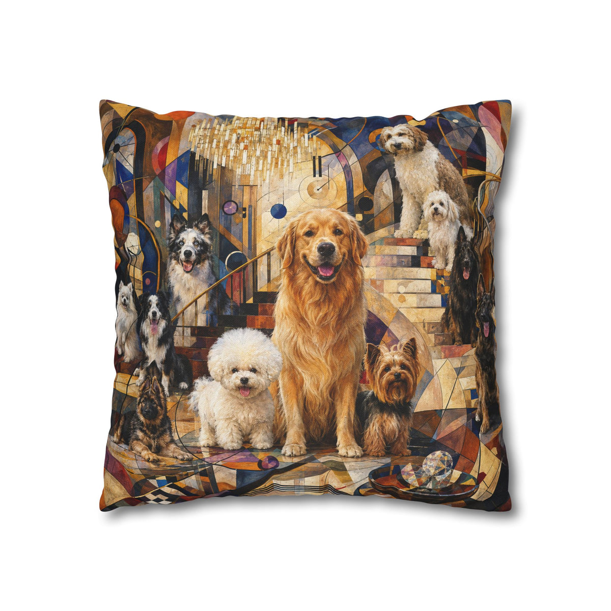 Bichon Frise Dinner Party Decorative Pillowcase