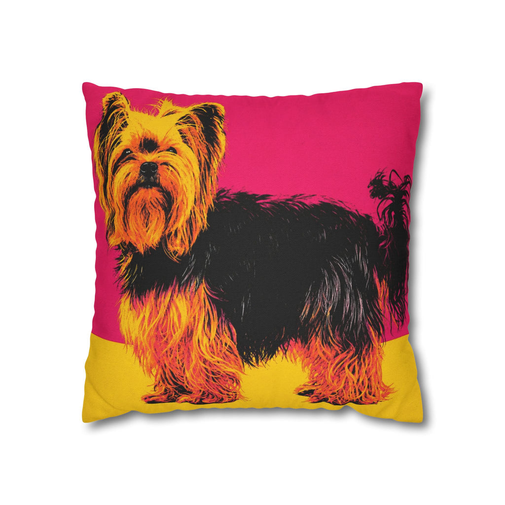 Pop Art Yorkie Throw Pillowcase — Colorful Yorkshire Terrier Accent Pillow