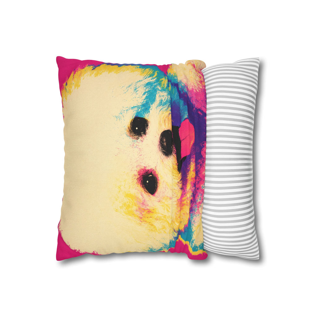 Colorful Pop Art Bichon Pillowcase - Vibrant Dog Accent Pillow
