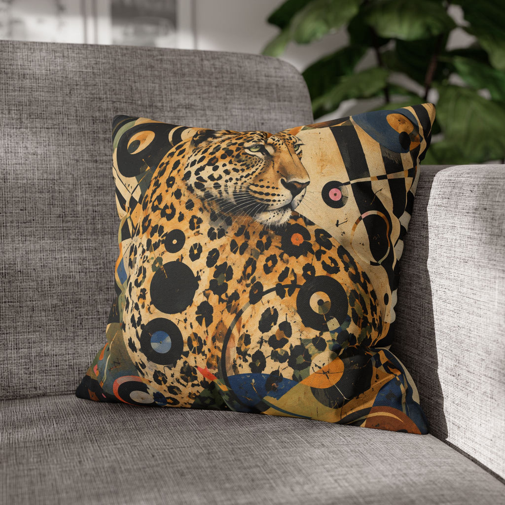 Leopard Art Decorative Pillowcase — Retro Abstract Wildlife Throw Pillow Cover
