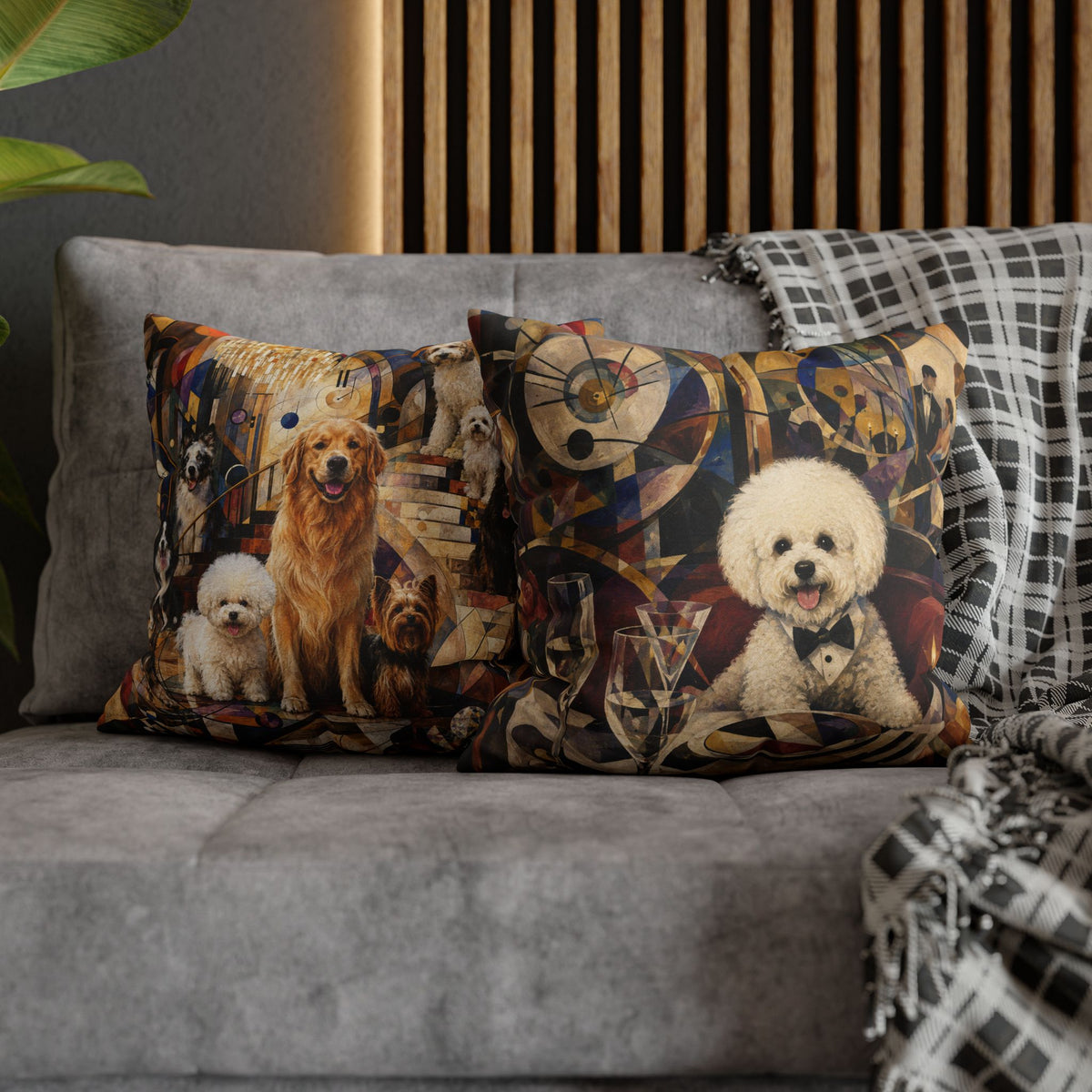 Bichon Frise Dinner Party Decorative Pillowcase
