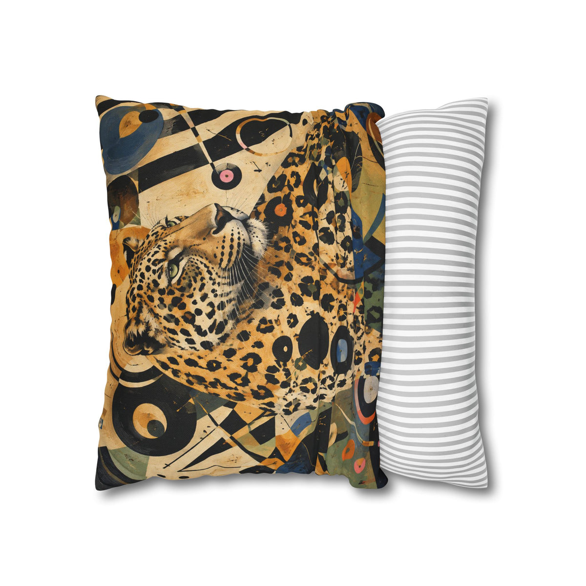 Leopard Art Decorative Pillowcase — Retro Abstract Wildlife Throw Pillow Cover
