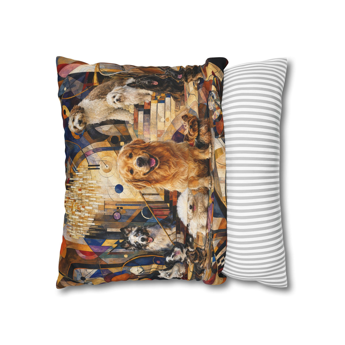Decorative Pillowcase — Playful Bichon Frise Dogs on Colorful Abstract Background