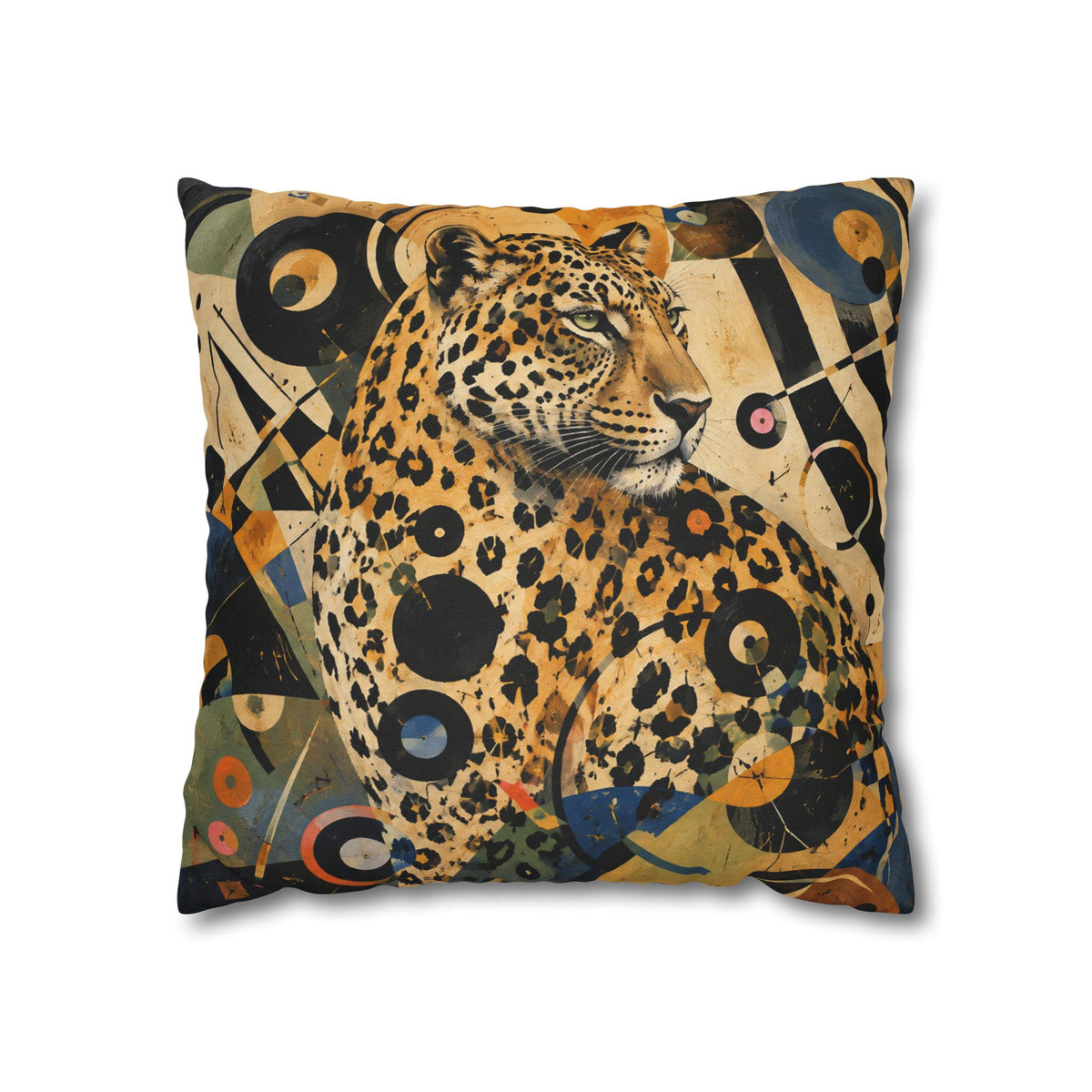 Leopard Art Decorative Pillowcase — Retro Abstract Wildlife Throw Pillow Cover