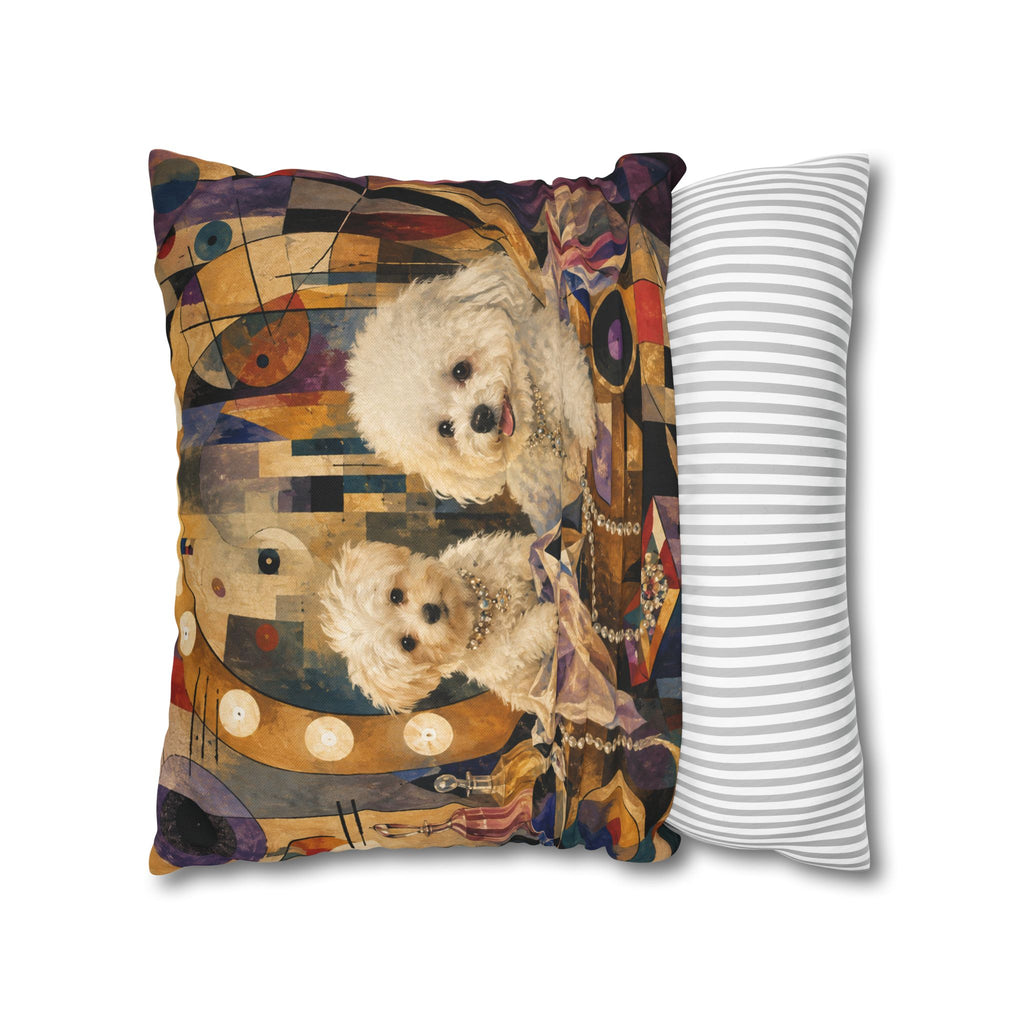 Bichon Frise Art Pillowcase - Retro Cocktail Party Decorative Throw Pillow Cover
