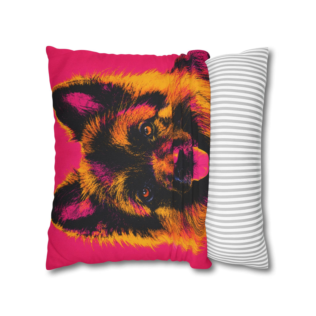 Pop Art German Shepherd Pillowcase — Vibrant Neon Dog Throw Pillow Cover
